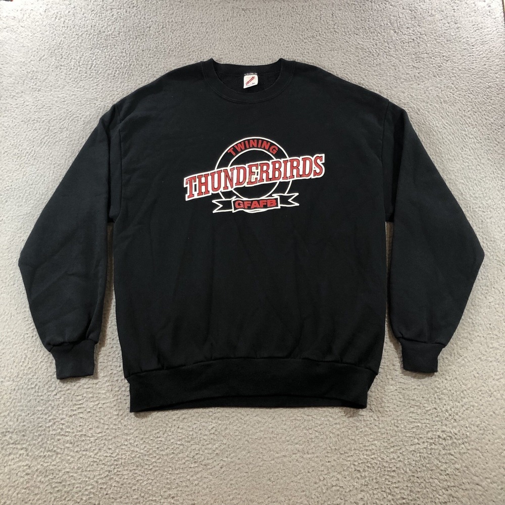 Vtg Twining GFAFB Thunderbirds Crewneck Sweatshirt Men's XL Black USA
